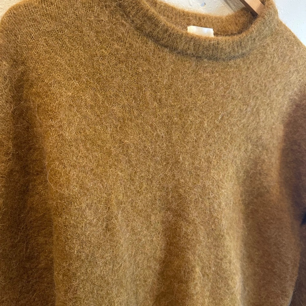 H&M Alpaca Wool Blend Sweater Women Medium Caramel Brown Fuzzy Oversized Minimal - Picture 10 of 16